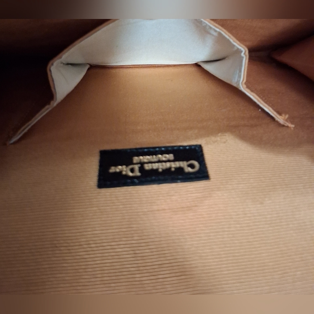 EUC RARE Vintage 70s Christian Dior Boutique Tan Linen & Silk Envelope Purse Bag - Picture 11 of 12